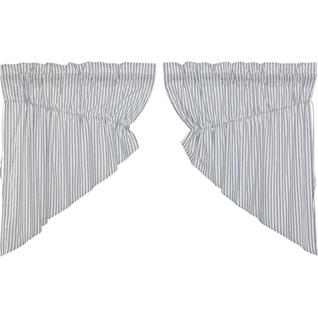 April & Olive Sawyer Mill Blue Ticking Stripe Prairie Swag Set of 2 36x36x18 By VHC Brands