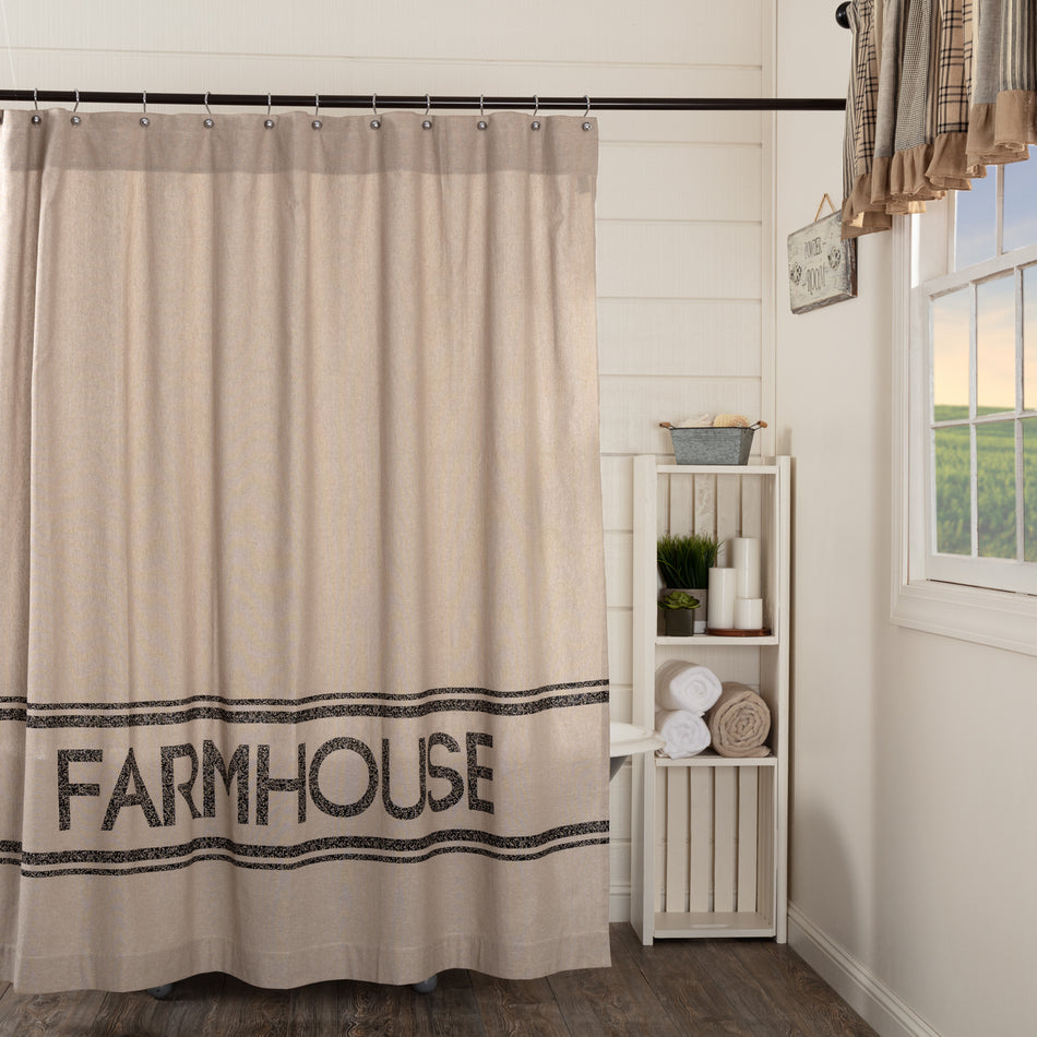 Sawyer Mill Charcoal Farmhouse Shower Curtain 72x72