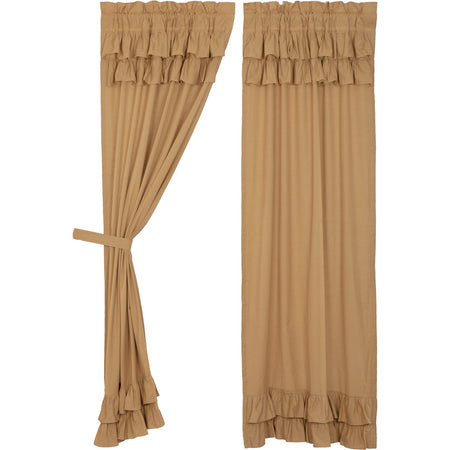 April & Olive Simple Life Flax Khaki Ruffled Panel Set of 2 84x40 By VHC Brands