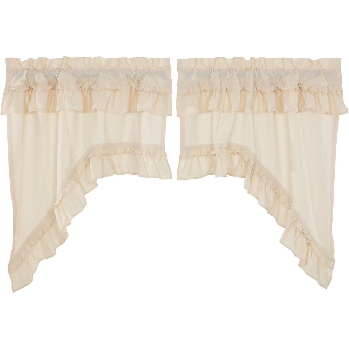 April & Olive Muslin Ruffled Unbleached Natural Swag Set of 2 36x36x16 By VHC Brands