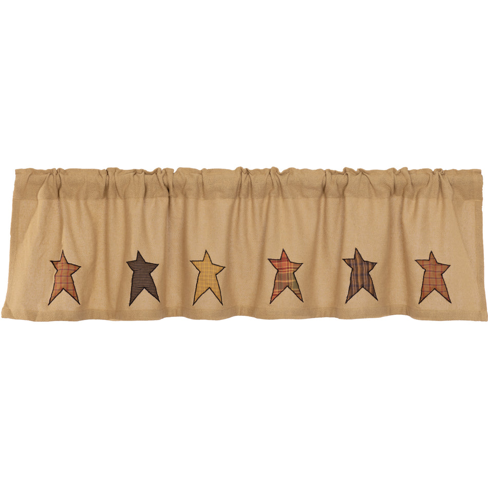 Mayflower Market Stratton Burlap Applique Star Valance 16x72 By VHC Brands