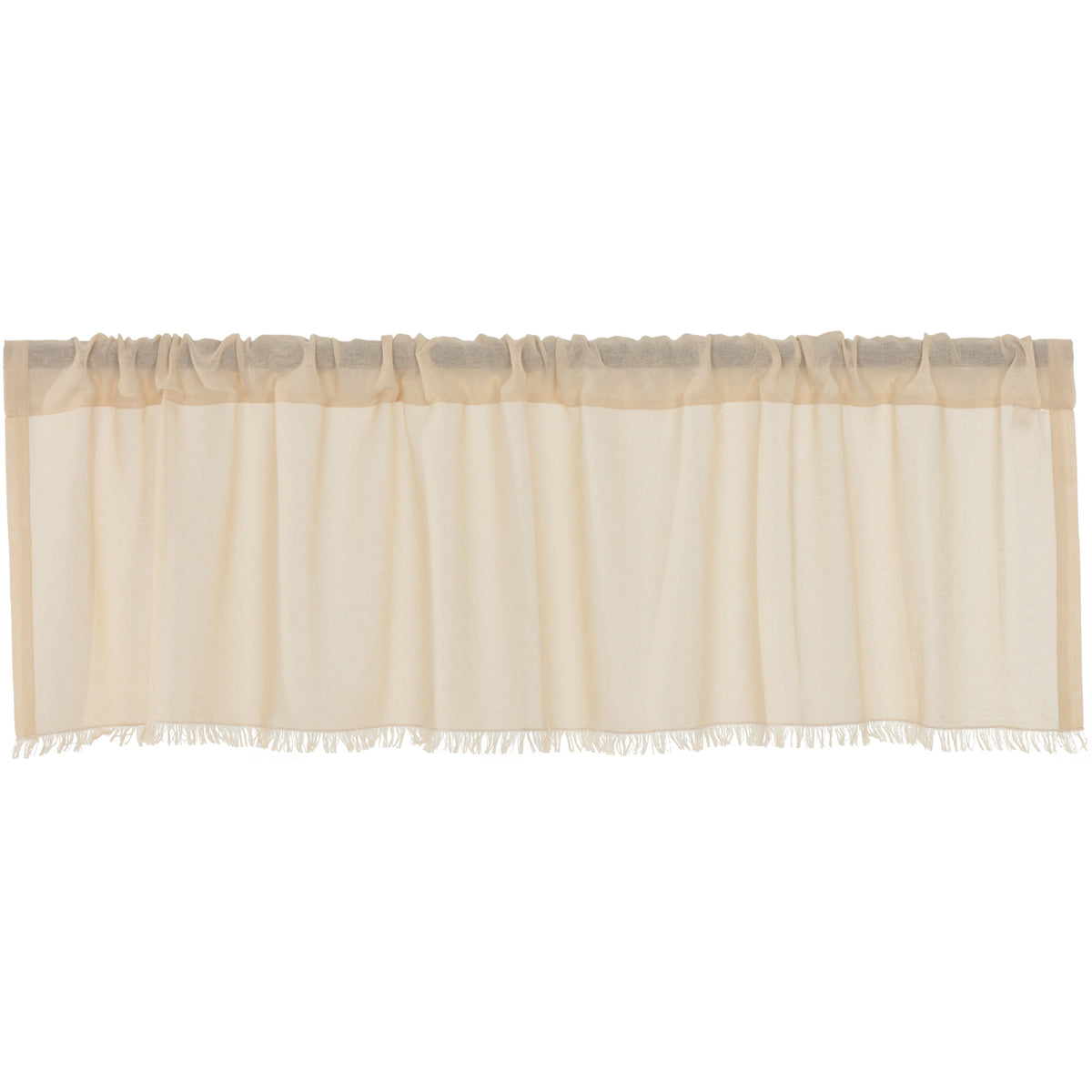 April & Olive Tobacco Cloth Natural Valance Fringed 16x60 By VHC Brands