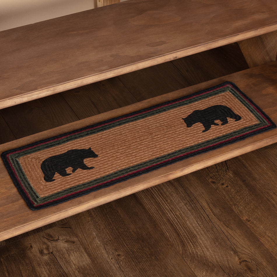 Oak & Asher Wyatt Stenciled Bear Jute Stair Tread Rect Latex 8.5x27 By VHC Brands