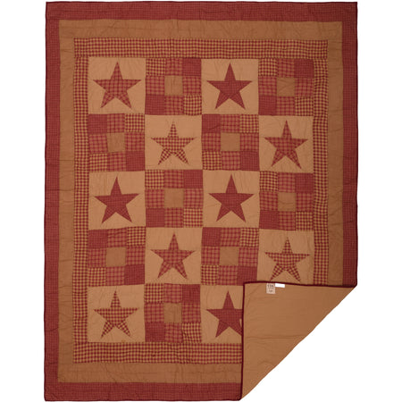 Mayflower Market Ninepatch Star Twin Quilt Set; 1-Quilt 68Wx86L w/1 Sham 21x27 By VHC Brands