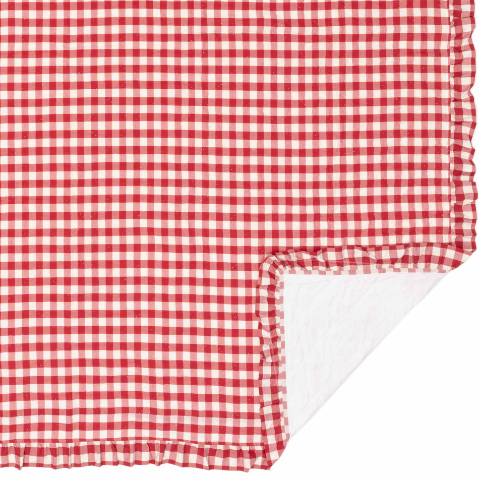 April & Olive Annie Buffalo Red Check Ruffled California King Quilt Coverlet 130Wx115L By VHC Brands