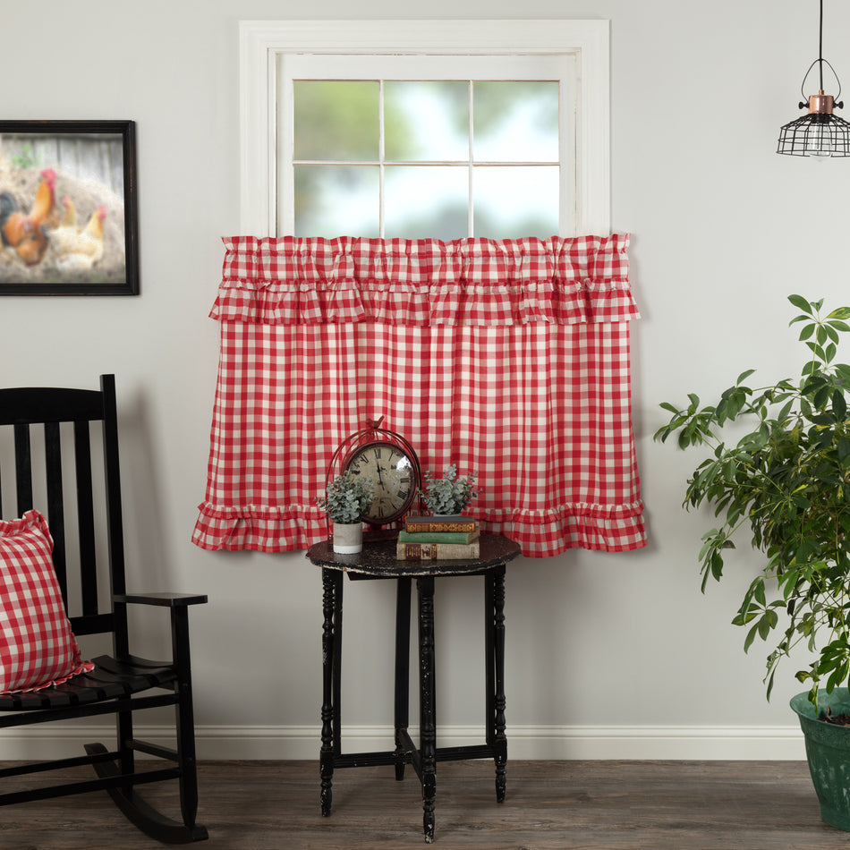 Annie Buffalo Red Check Ruffled Tier Set of 2 L36xW36