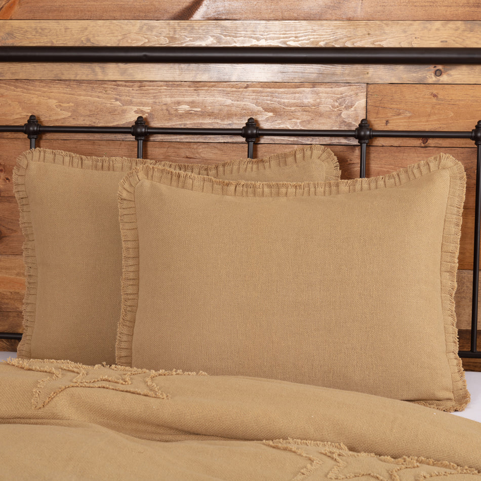 Burlap Natural Standard Sham w/ Fringed Ruffle 21x27