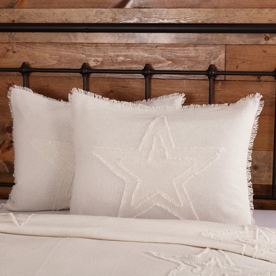 April & Olive Burlap Antique White Star Standard Sham 21x27 By VHC Brands