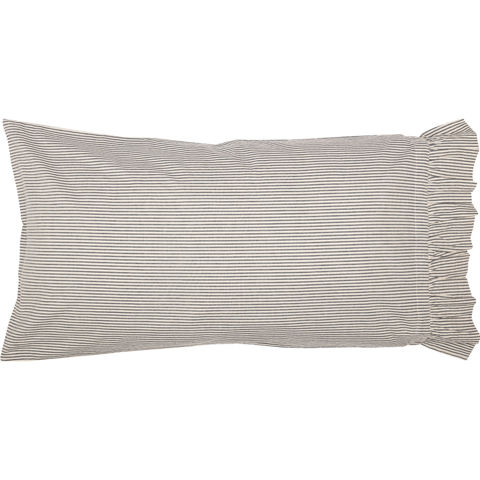 April & Olive Hatteras Seersucker Blue Ticking Stripe King Pillow Case Set of 2 21x40 By VHC Brands