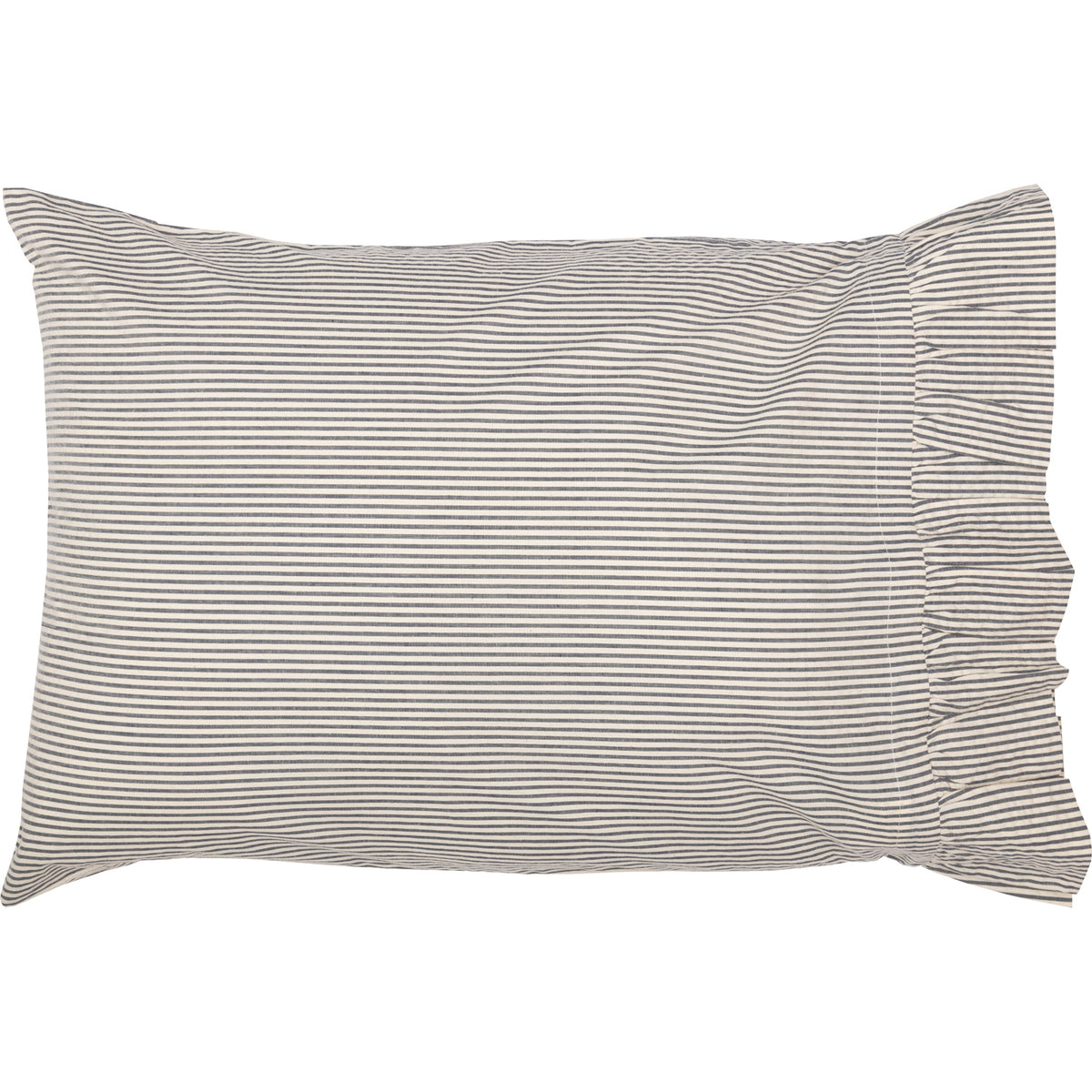 April & Olive Hatteras Seersucker Blue Ticking Stripe Standard Pillow Case Set of 2 21x30 By VHC Brands