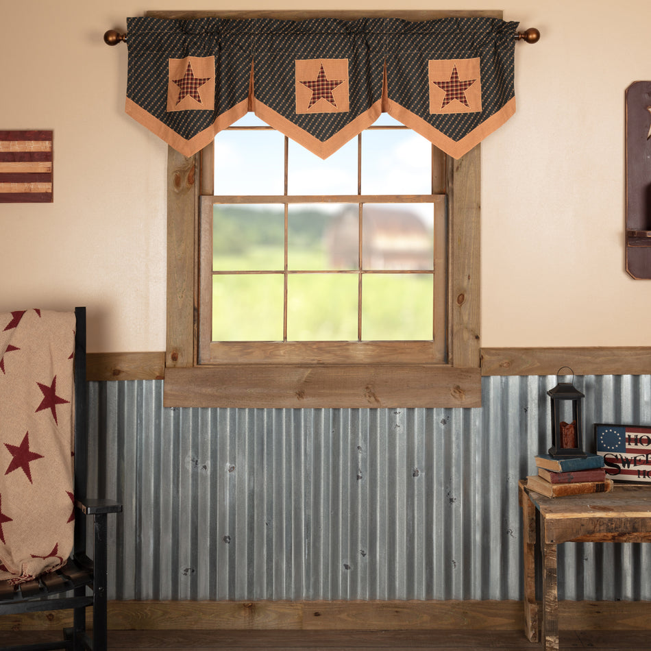 Patriotic Patch Star Block Valance Pleated 20x60