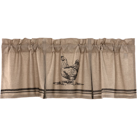 April & Olive Sawyer Mill Charcoal Chicken Valance Pleated 20x60 By VHC Brands