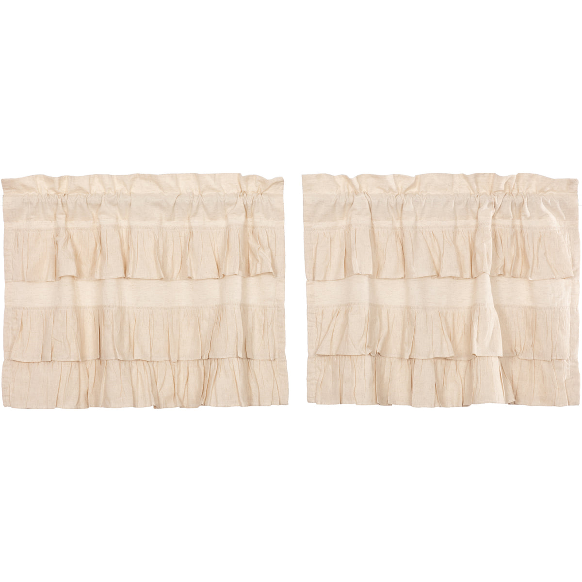 April & Olive Simple Life Flax Natural Ruffled Tier Set of 2 L24xW36 By VHC Brands