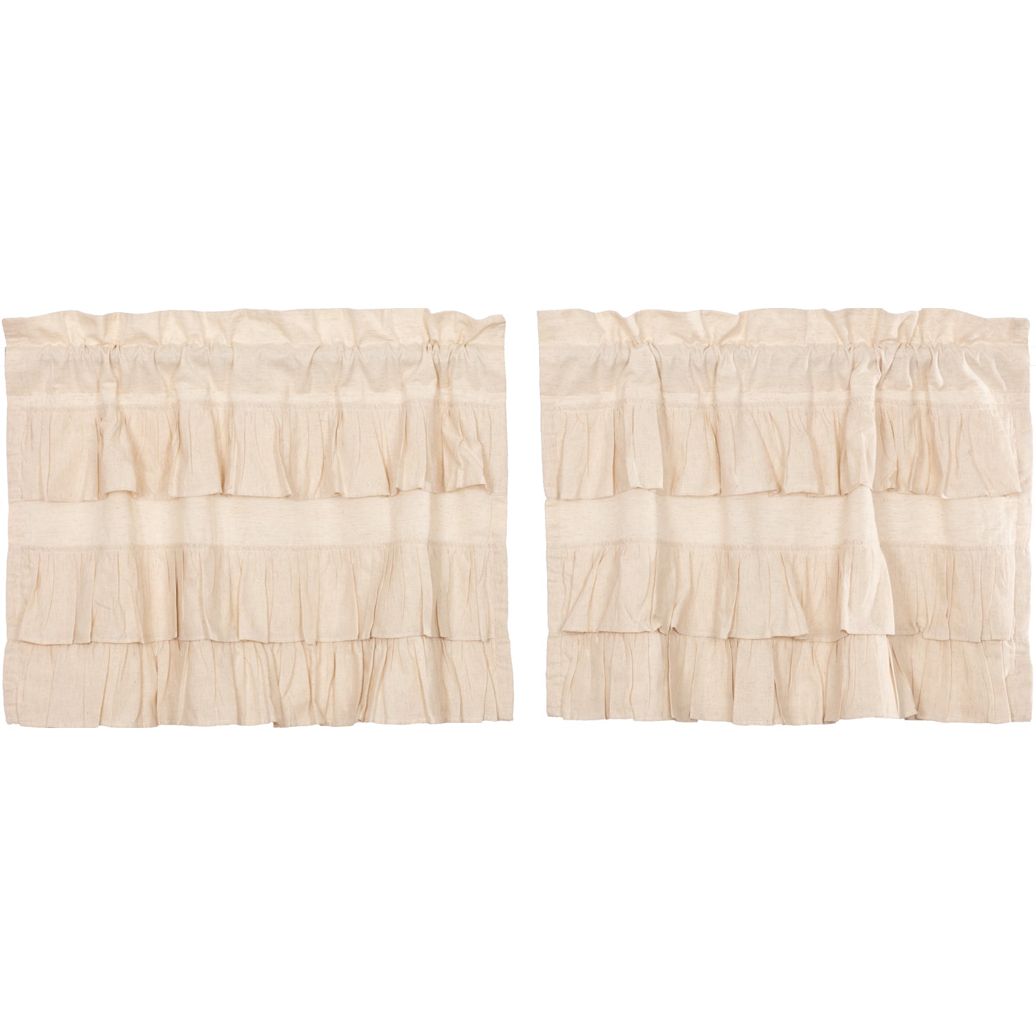 April & Olive Simple Life Flax Natural Ruffled Tier Set of 2 L24xW36 By VHC Brands