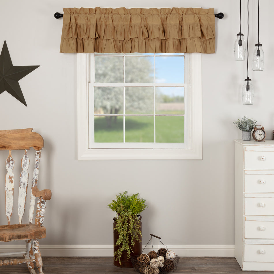 Simple Life Flax Khaki Ruffled Valance 16x72