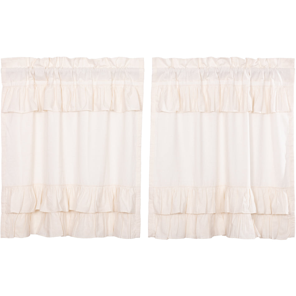 April & Olive Simple Life Flax Antique White Ruffled Tier Set of 2 L36xW36 By VHC Brands