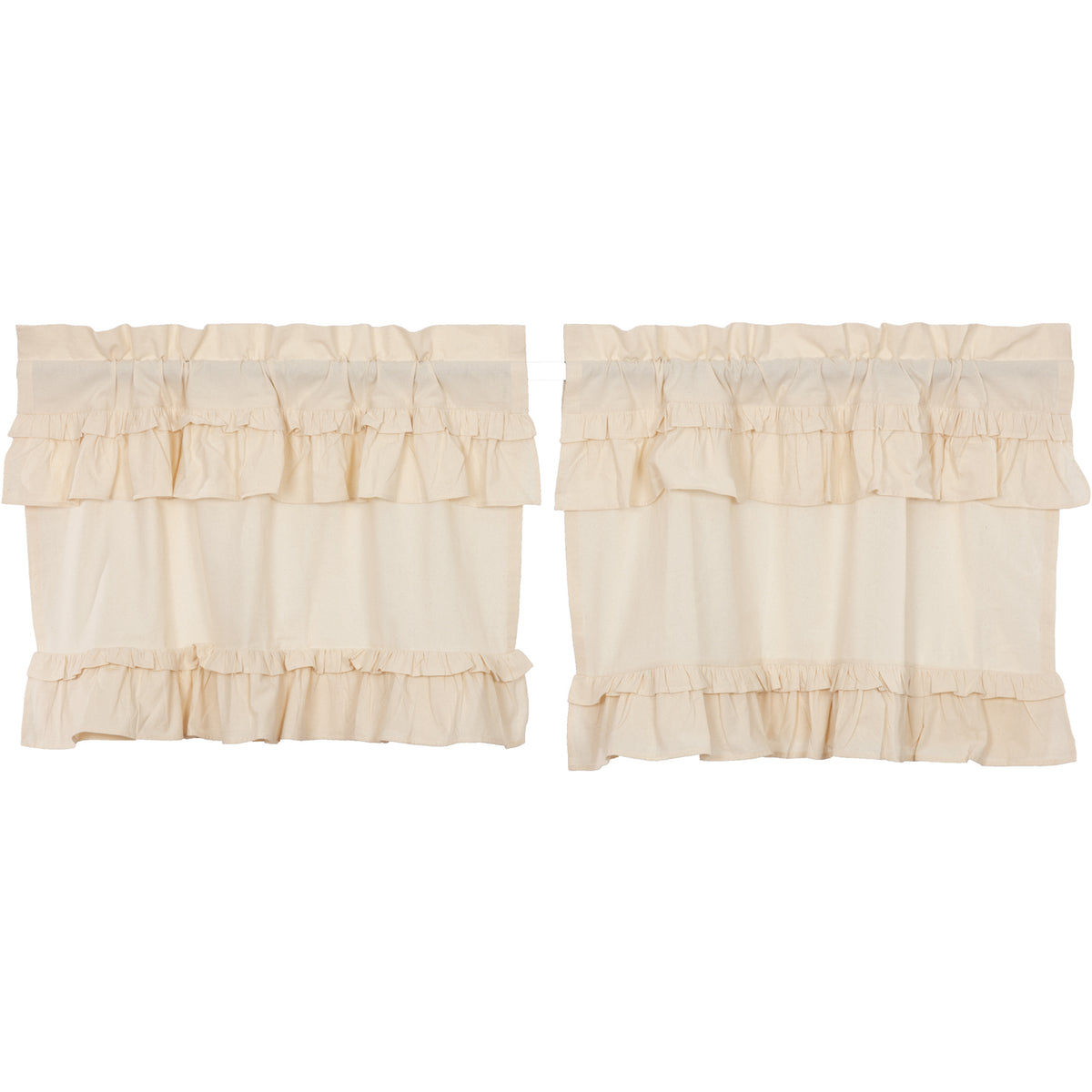 April & Olive Muslin Ruffled Unbleached Natural Tier Set of 2 L24xW36 By VHC Brands