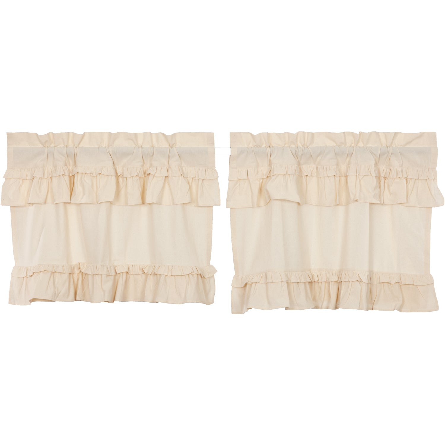 April & Olive Muslin Ruffled Unbleached Natural Tier Set of 2 L24xW36 By VHC Brands