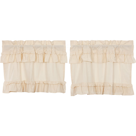 April & Olive Muslin Ruffled Unbleached Natural Tier Set of 2 L24xW36 By VHC Brands