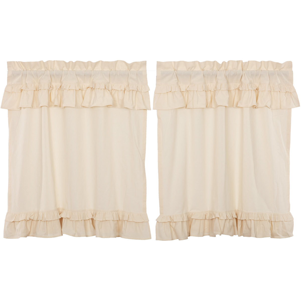 April & Olive Muslin Ruffled Unbleached Natural Tier Set of 2 L36xW36 By VHC Brands