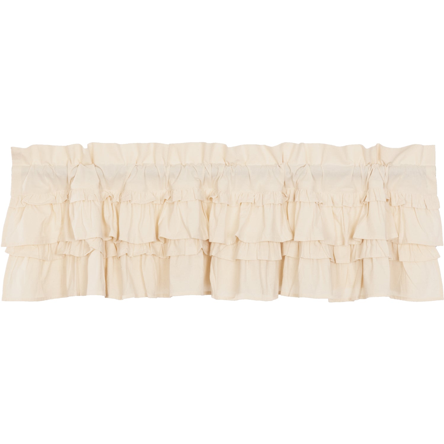 April & Olive Muslin Ruffled Unbleached Natural Valance 16x60 By VHC Brands