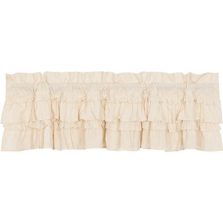 April & Olive Muslin Ruffled Unbleached Natural Valance 16x60 By VHC Brands