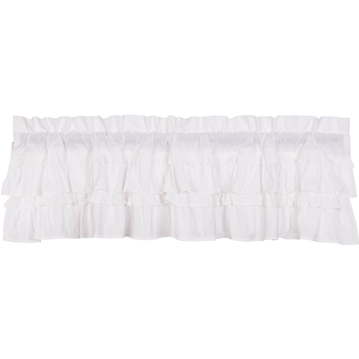 April & Olive Muslin Ruffled Bleached White Valance 16x60 By VHC Brands