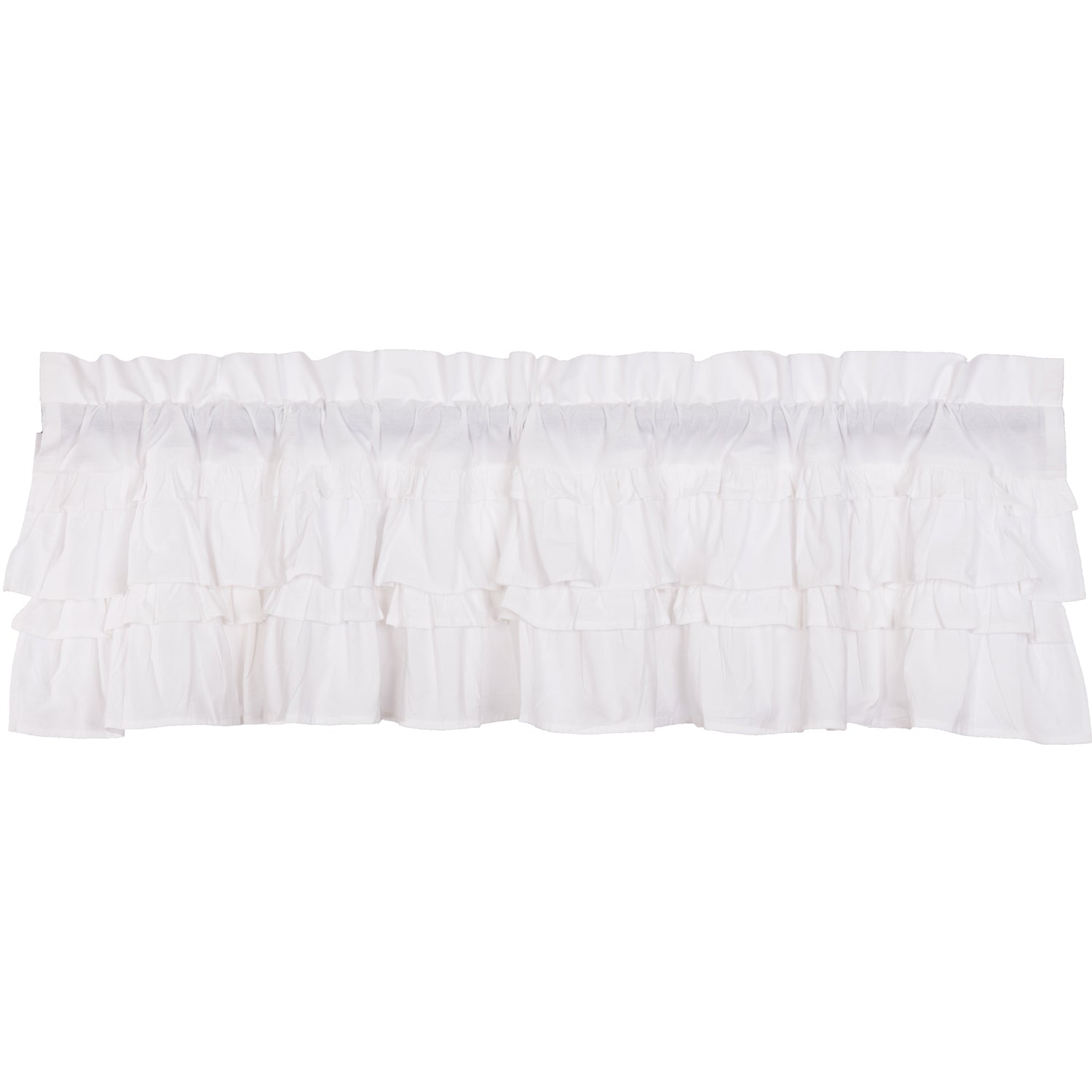 April & Olive Muslin Ruffled Bleached White Valance 16x60 By VHC Brands