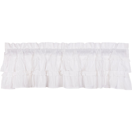 April & Olive Muslin Ruffled Bleached White Valance 16x60 By VHC Brands