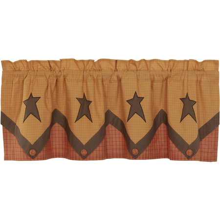 Mayflower Market Stratton Primitive Star Valance Layered 20x60 By VHC Brands