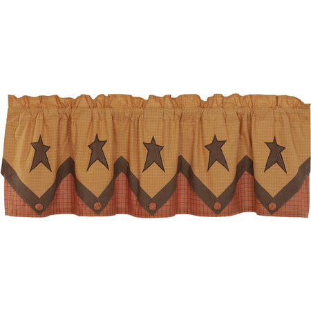 Mayflower Market Stratton Primitive Star Valance Layered 20x72 By VHC Brands