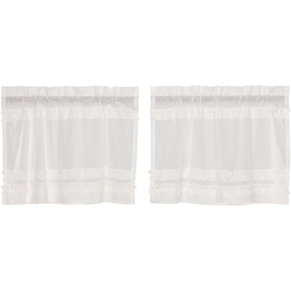 April & Olive White Ruffled Sheer Petticoat Tier Set of 2 L24xW36 By VHC Brands