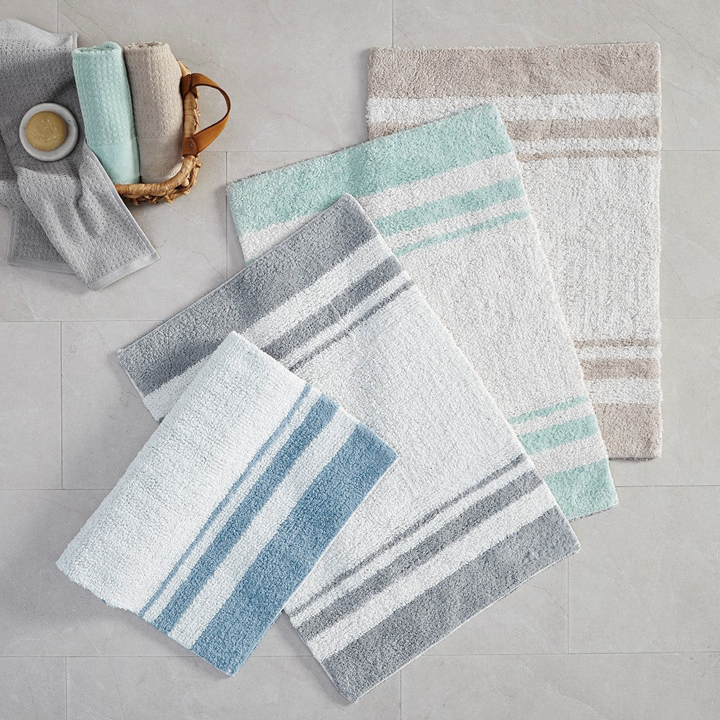 Madison Park Spa Cotton Reversible Bath Rug - Grey - 24x72"