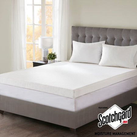 Sleep Philosophy 4" Gel Memory Foam with 3M Cover 4" Memory Foam Mattress Topper - White - Full Size