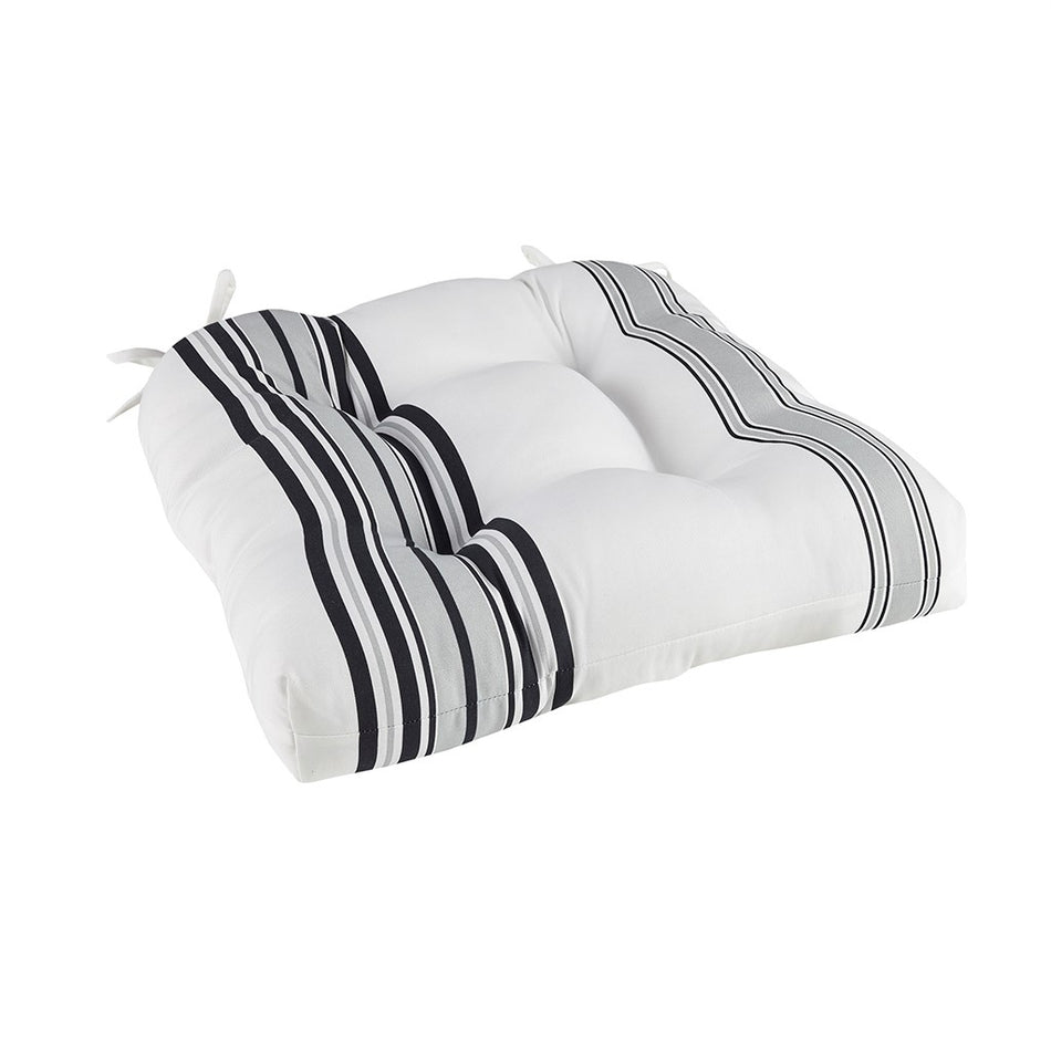 Newport Printed Stripe 3M Scotchgard Outdoor Seat Cushion - Black - 20x20x3"