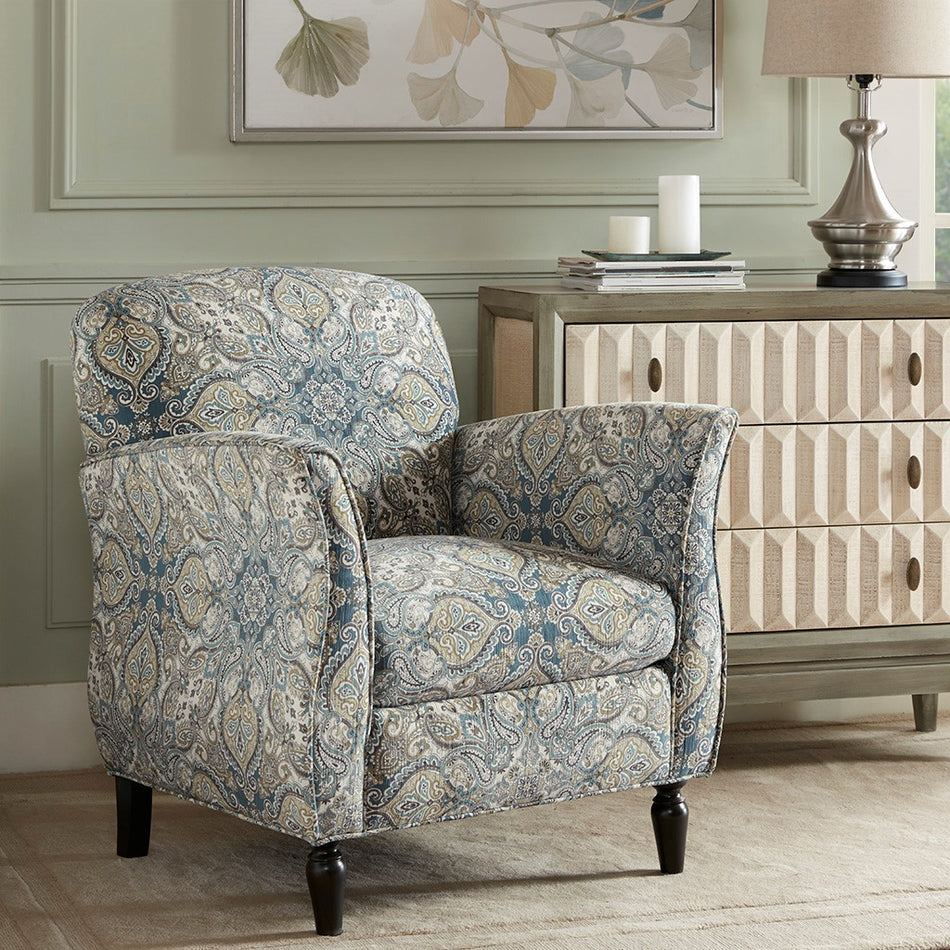 Madison Park Escher Accent Chair - Blue Multi / Brown 