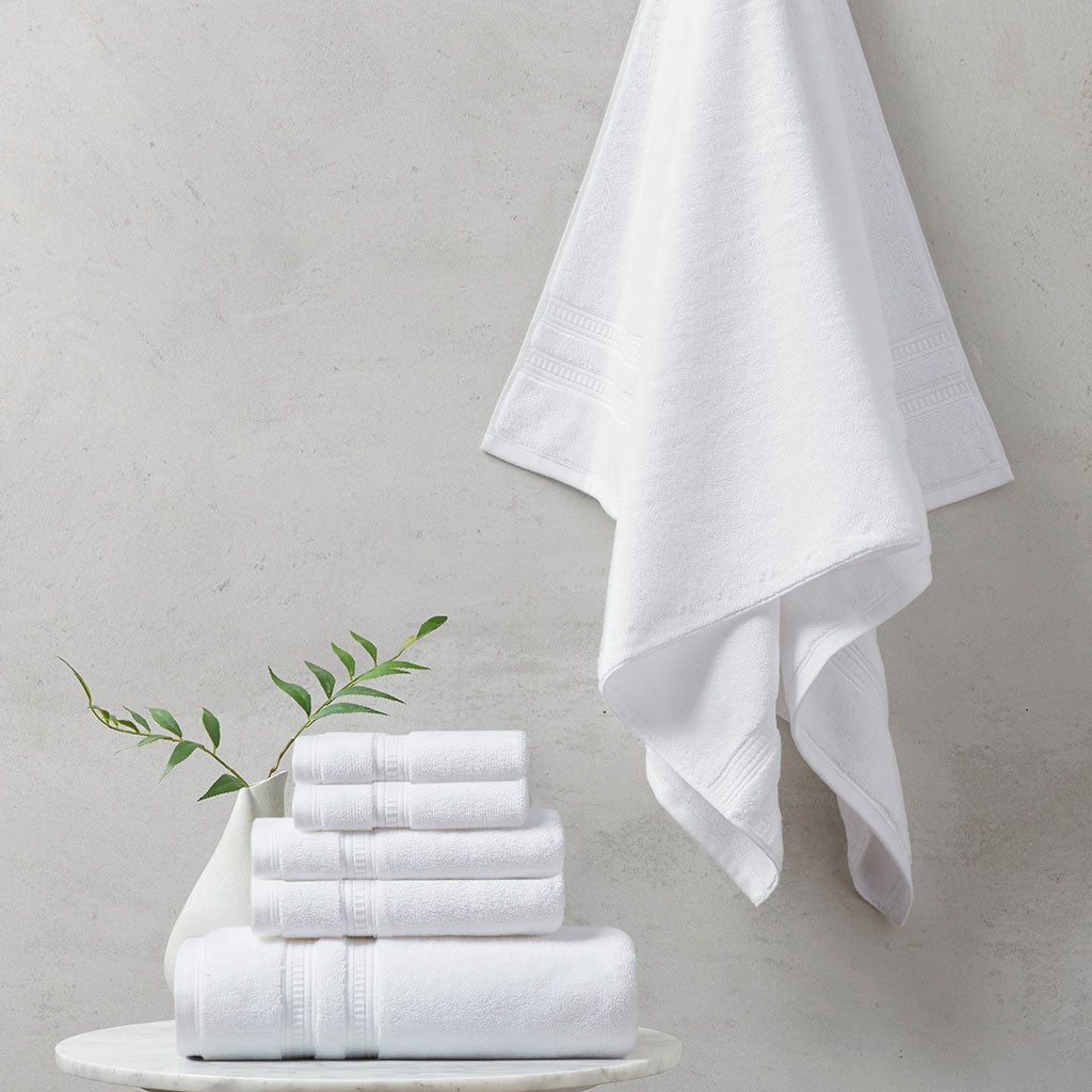 Beautyrest Plume 100% Cotton Feather Touch Antimicrobial Towel 6 Piece Set - White 