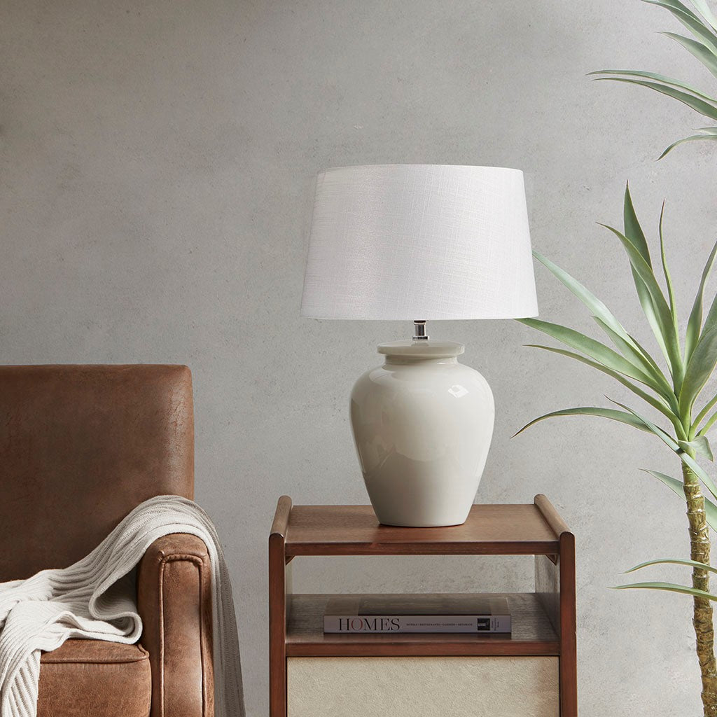 INK+IVY Anzio Ceramic Table Lamp - Cream 