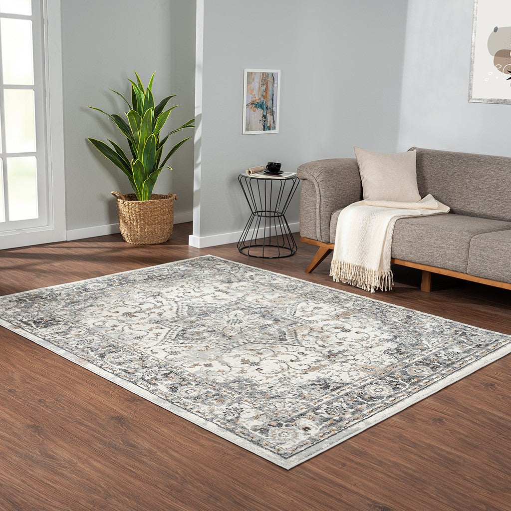 Madison Park Frances Medallion Woven Area Rug - Grey - 8x10'