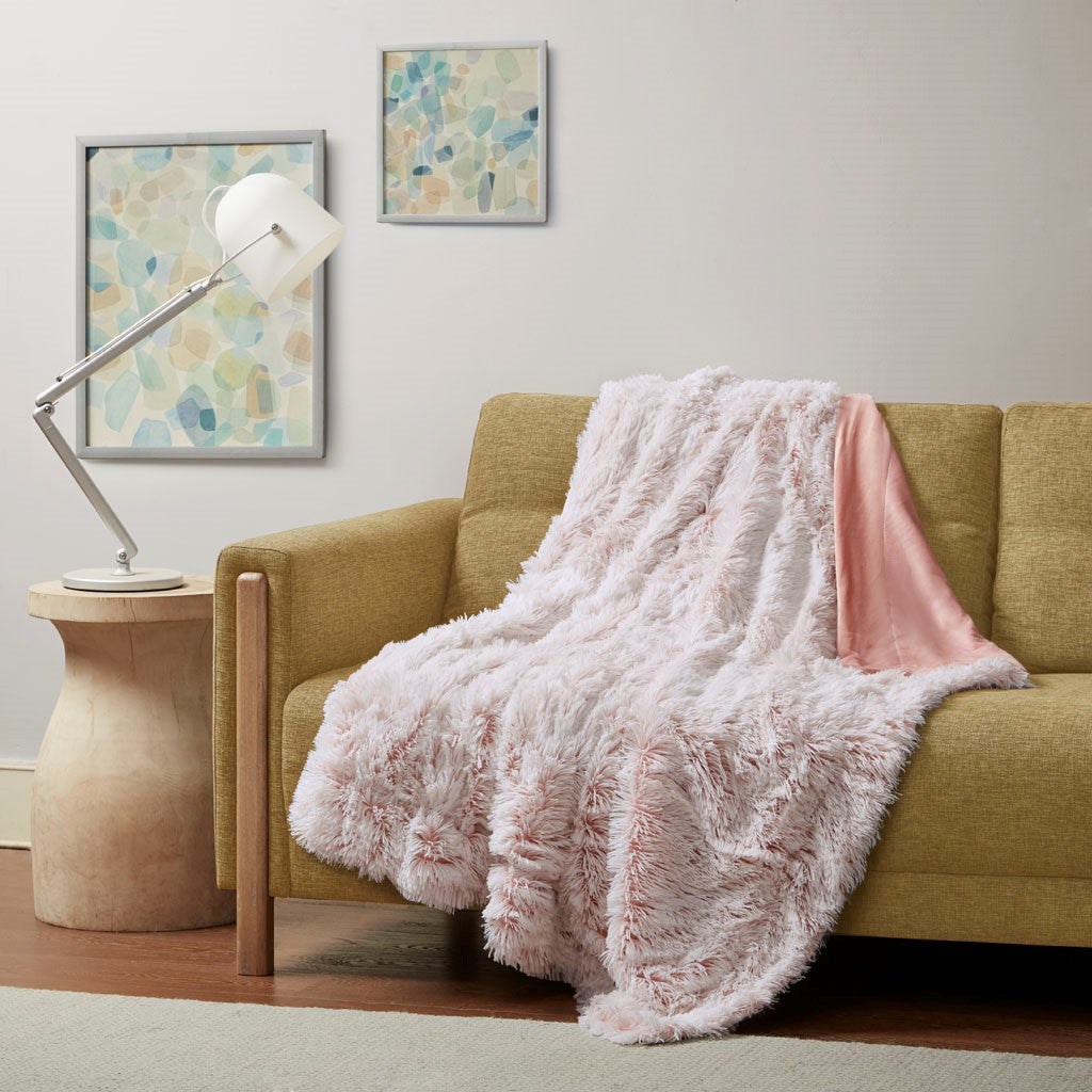 Intelligent Design Emma Shaggy Faux Fur Throw - Blush - 50x60"