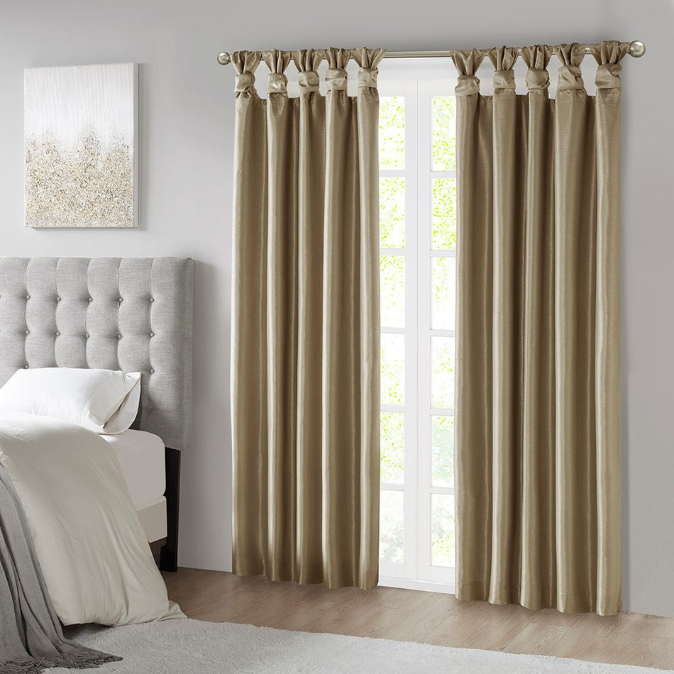 Emilia Twist Tab Total Blackout Window Curtain - Bronze - Blackout 50x95"