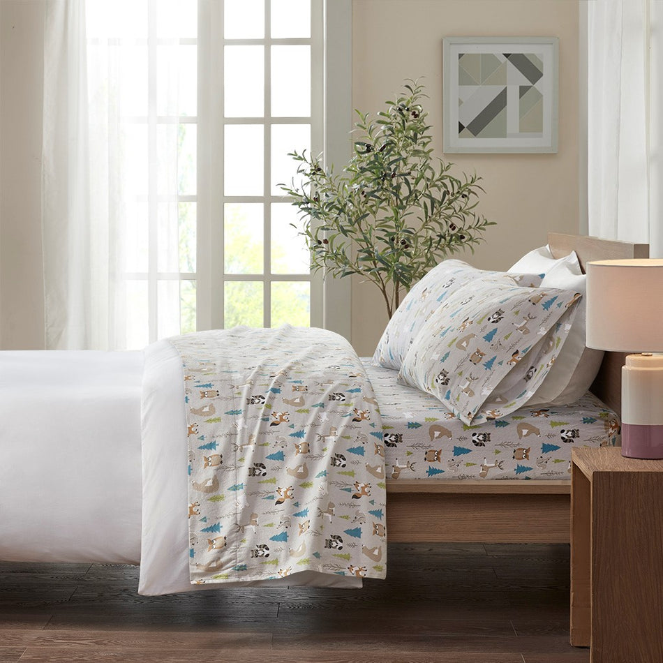 True North by Sleep Philosophy Cozy Cotton Flannel Printed Sheet Set - Multi Forest Animals  - Twin XL Size Shop Online & Save - expresshomedirectr.com