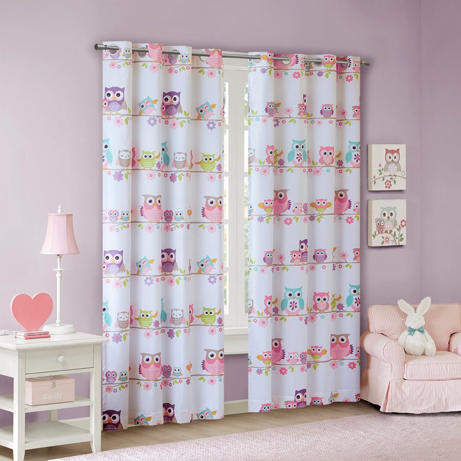 Mi Zone Kids Alicia Rainbow with Metallic Printed Total Blackout Window Panel - Pink - 63" Panel