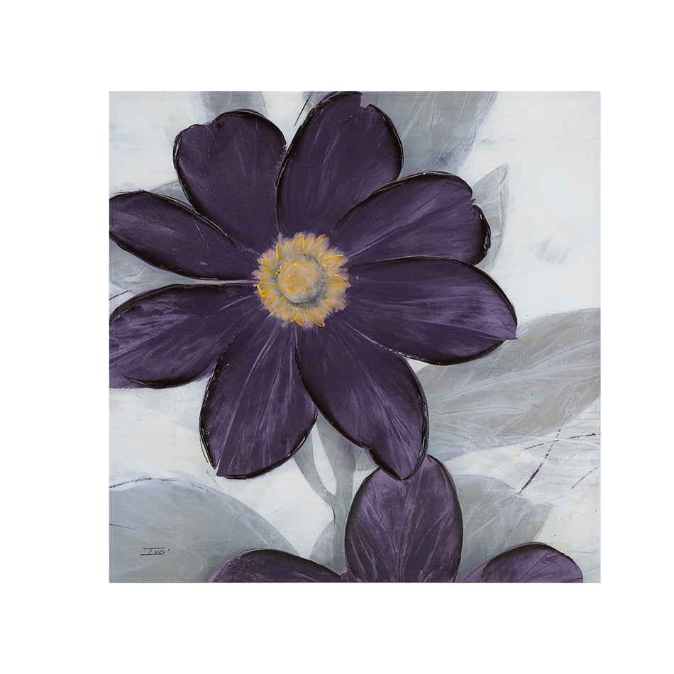 Midday Bloom Floral Hand Embellished Canvas - Plum