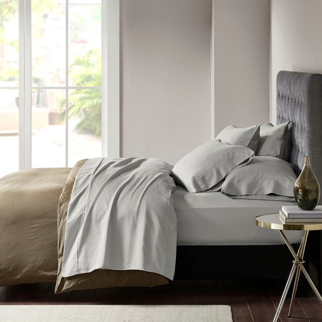 Madison Park 800 Thread Count Cotton Blend Sateen Sheet Set - Grey - Split King Size