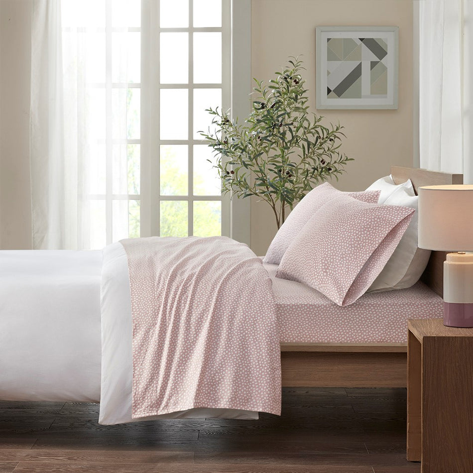 True North by Sleep Philosophy Cozy Cotton Flannel Printed Sheet Set - Blush Dots  - King Size Shop Online & Save - expresshomedirectr.com