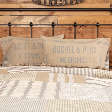 April & Olive Grace Feed Sack Standard Pillow Case Set of 2 21x30 By VHC Brands