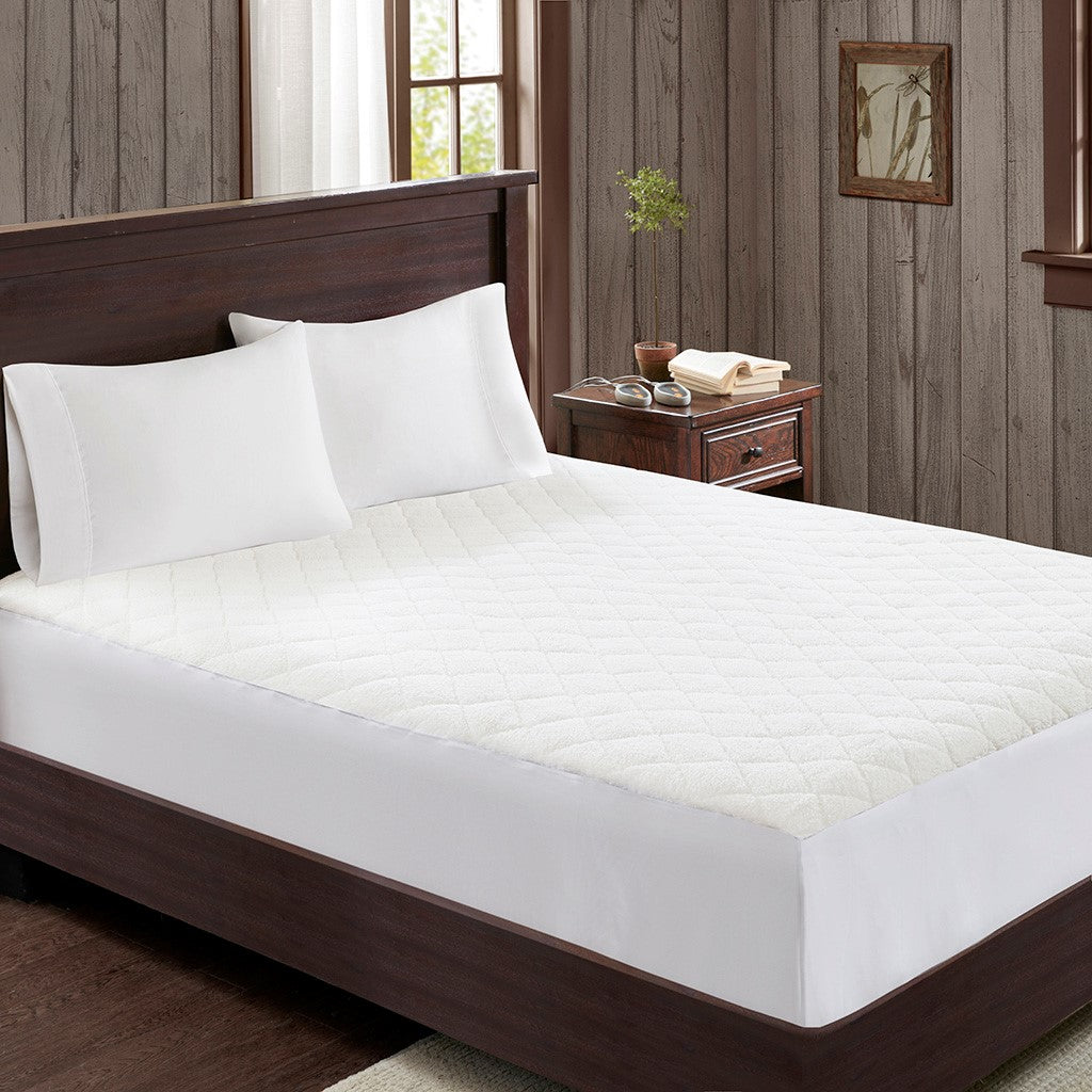 Woolrich Heated Sherpa Mattress Pad - White - Full Size