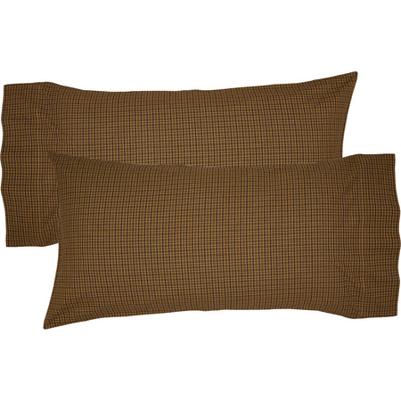 Oak & Asher Tea Cabin Green Plaid King Pillow Case Set of 2 21x40 By VHC Brands