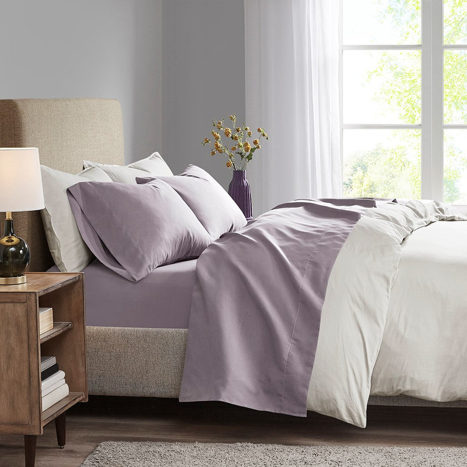 Madison Park 3M Microcell All Season Lightweight Sheet Set - Purple - Full Size